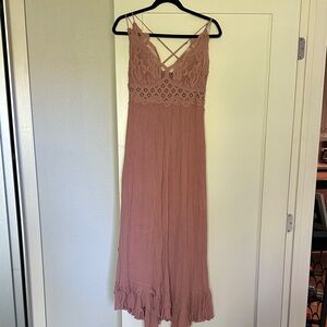 Free People Mauve Lace Maxi Dress